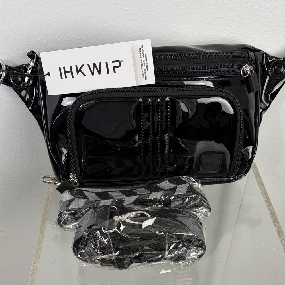 NEW IHKWIP Black Patent Leather Anti Theft Belt Bag - Picture 2 of 7